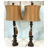 Pair of Candle Stick Buffet Lamps 35"