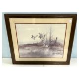Framed Gregory Messier Duck Print 23"h., 26"w
