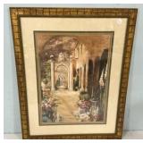 Framed Court Yard Print 31"h., 24"w