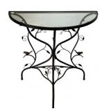 Metal Demilune Glass Table 30"h., 30"w