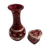 Gail Pittman Ceramic Vase and Heart Trinket
