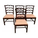 Four Chippendale ribbon Back Dining Chairs