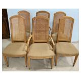 Six Oak Caned Dining Chairs