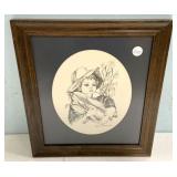 Sherrie Howard 1982 Sketch Framed 16"h., 14"w
