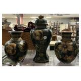 set of three decorative ginger jars