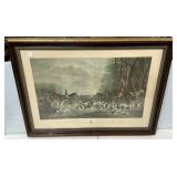 25"h., 31"w The Meet at Blagdon Hunt Scene Print