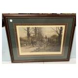 25"h., 30"w Framed Hunt Scene Print