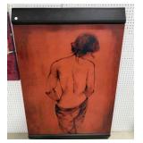 Artwork of Lady Figurine on Canvas, 61"h., 40"w