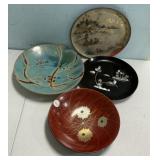 Chinese Pottery Bowl, and Lacquer Plates