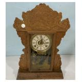 Victorian Pressed Oak Mantle Clock 24"h