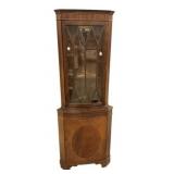 Georgian Style Mahogany Corner Cabinet 70"h., 23"