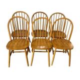 6 Pine Windsor Style Chairs