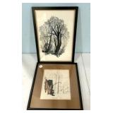 Signed Framed Drawings 14" x 12"