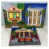 Three Signed JT Painting of Houses