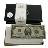Five United States 2003 Uncirculated 2 Dollar Bill