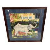 Mike Smith Elephant Watercolor Print 30'h. 30'w