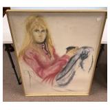 Framed Artwork of Young Girl 40'h., 30'w