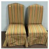 Pair of Striped Parson Chairs