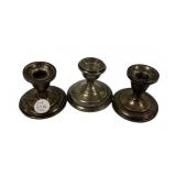 Three Weighted Sterling Candleholders 3'