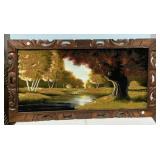 Mid Century Autumn Landscape Painting on Velvet 28