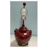 Chinese Oxblood Pottery Urn Lamp 26'h