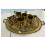 Group of Brass Cups and Serving Platter