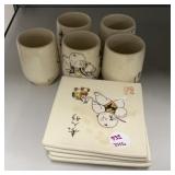 Japanese Kutani Sake Cups and Saucers