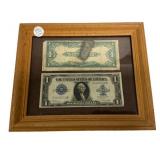 Framed Large One Silver Dollar Bills