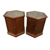 Pair of Octagon Lamp Tables 26'h., 23'w