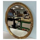 Gold Gilt Oval Beveled Mirror 31'h., 24'w