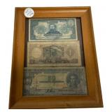 Framed Cinco Guaranies, Argentina 1 Peso, 50 Cincu