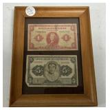 Framed Nederland Een Gulden and Cinq Frans