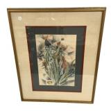 Signed Demuth Watercolor Flower Study 32'h., 25'