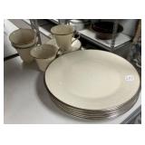 5 Lenox Moonspun Plates, Cups, and Saucers