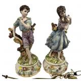 Pair of Italian Capodimonte Boy and Girl Porcelain