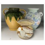 Three Painted Stoneware Vases