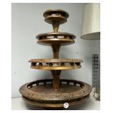 Hand carved monkey pod wood 3-tier lazy Susan