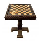 Carved Pedestal Chess Table 21'h., 17'w