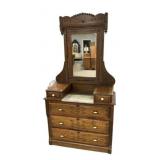 Early 1900 Victorian Eastlake Walnut Dresser