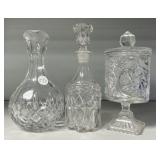 Two Glass Decanters and Candy Dish