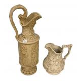 18' English Relief Molded Ceramic Jugs