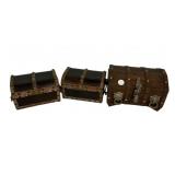 Three Decorative Treasure Chest Trinket Boxes