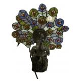 Faux Stain Glass Peacock Lamp 15'h