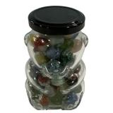 Glass Bear Jar with Marbles