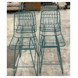 Four Turquoise Painted Bar Stools