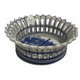 Blue and White Stoneware Bowl 7'dia