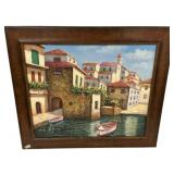 Signed W. James Italy scene Painting 26'h., 29'w