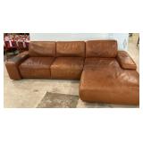 Brown Leather Vinyl L Sectional Sofa