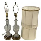 Pair of Pressed Glass Urn Lamps
