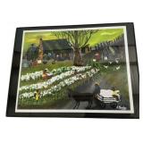 Alice Moseley 1909-2004 Folk Art Print Picking the